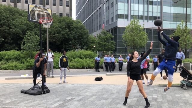 Stephania Ergemlidze Promotes Unity During Philly Protest Using Basketball